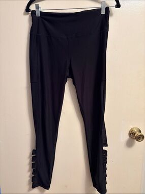 ABS Allen Schwartz Black Leggings with Ladder Cutout Detail